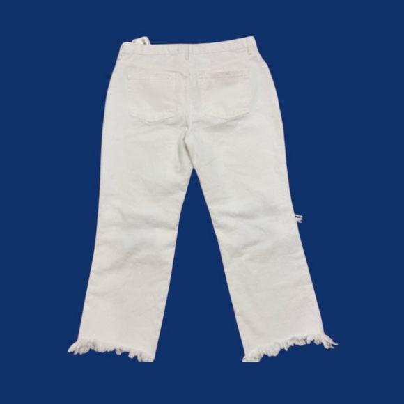 Free People 30x27 Wide Leg Crop Ankle Fray Jeans White High Rise Button Fly NWT - Picture 2 of 13
